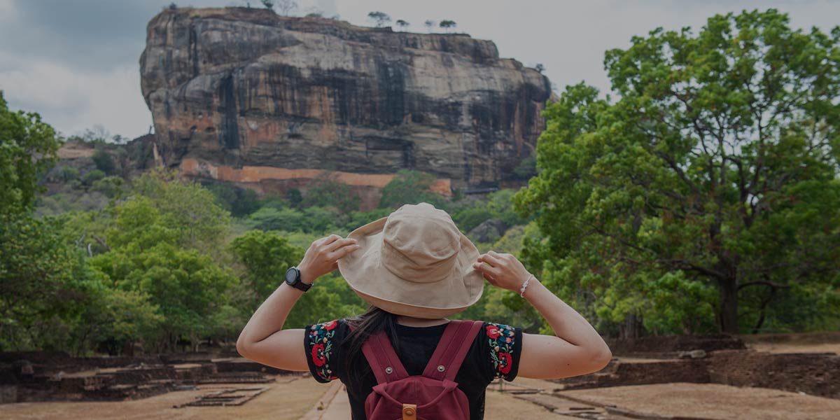 Woman travelling solo in a Sri Lankan train